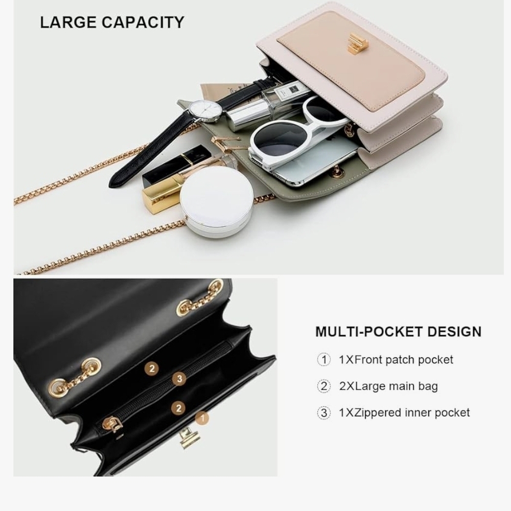 Elegant Green Small Leather Crossbody/Handbag for Women - Picture 4 of 8